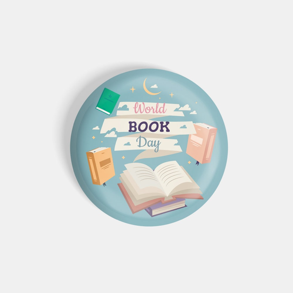 dhcrafts Round Fridge Magnet Blue World Book Day D2 Glossy Finish Design Pack of 1 (58 mm)